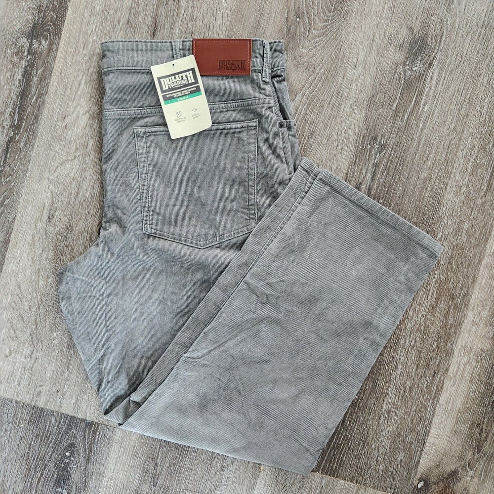 Duluth Trading Co Ballroom Cords Gray Standard Fit Stretch Pants 40x30 NEW